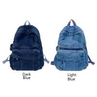 Mochila Vintage Para Mujer De Denim Con Gran Capacidad Y Correa Ajustable Mochila Portátil Diaria Para La Vida Diaria - details 4