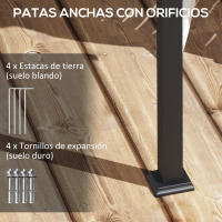 Outsunny Pérgola de Pared Cenador de Jardín con Techo Retráctil de Poliéster y Marco de Acero para Celebraciones Fiestas Bodas Crema y Gris Oscuro - details 6
