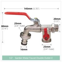 Grifo De Jardín De Latón Con Doble Cabeza 1 Entrada 2 Salidas Conector De Agua Para Balcones Y Jardines Material Metálico Estándar BS - details 4
