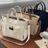Bolso De Hombro Único De Lona Para Mujer Estudiante Capacidad Grande Estilo Minimalista Urbano Diagonal Cruzado Ecológico - details 21