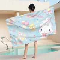 Toalla De Algodón Suave MINISO Sanrio Cinnamoroll Portátil Para Playa Gimnasio Natación Hogar Tamaño Rectangular Estilo Anime - details 6