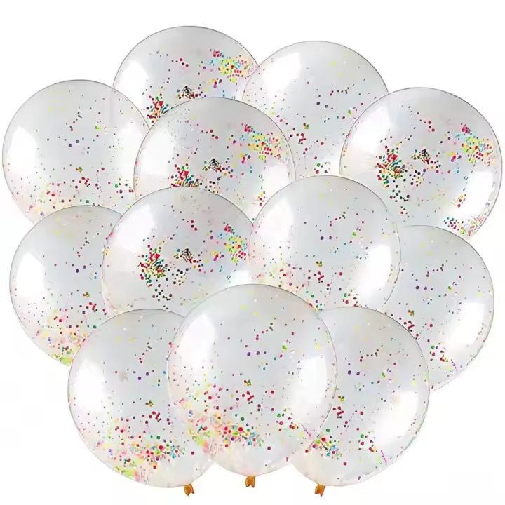 Globos de Cumpleaños con Confeti Coloridos, Paquete de 10 Unidades.. Globos Transparentes para Decoración Fiestas de Cumpleaños, Bodas, Aniversarios y Celebraciones - 1