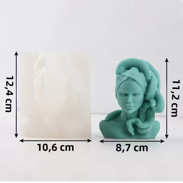 Molde De Silicona Para Vela Medusa Serpiente Mujer 3D Regalo Decorativo Abstracto Para Hacer Cera Aromaterapia Gypsum Y Resina - 1