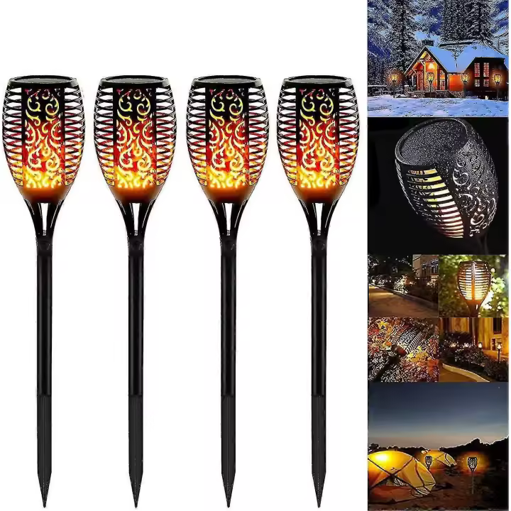 4 Pack Solar Flame Light, Solar Light Garden Outdoor Waterproof Solar Light, With Realistic Flame Outdoor Warm Light - 1