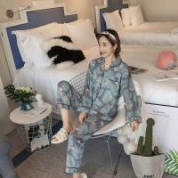 Conjunto De Pijamas Para Mujer De Cuatro Estaciones Con Cuello En V Y Pantalones Largos Estampado a Cuadros Y Rayas 2 Piezas Ropa De Dormir Casual - details 6