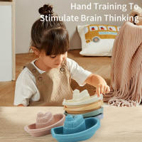 Juego De Natación Infantil Con Arcoíris 6 Piezas Juguetes De Baño Para Bebés Y Niños Pequeños Torres De Pila De Barco Colorido Para El Desarrollo Motor Preescolar - details 13