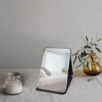 Espejo de cuero PU, Espejo de tocador plegable de mesa con soporte ajustable, adecuado para tocador, oficina, Viajes - details 0