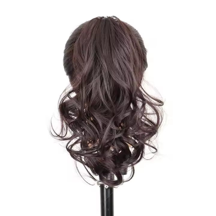 Extension De Cabello Sintético Curly Rizado Corto 10 Pulgadas Clip in Color Marrón Rubio Negro Para Mujeres Pieza Única - 1