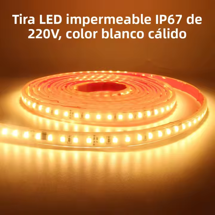 Tira De LED Flexible 220V IP68 Impermeable Con 120LEDs/m SMD 2835 yInterruptor on off EU Plug Para Iluminación Exterior - 1