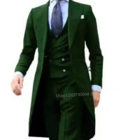 Traje Elegante Para Hombre 3 Piezas Moda Chaqueta Con Pico Solapa Sola Cierre Formales Para Boda Fiesta De Promoción (Blazer+Chaleco+Pantalones) - details 2