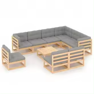 VIDAXL 3076839 juego de muebles para jardín con un diseño modular y cojines fabricado en madera de pino - 1