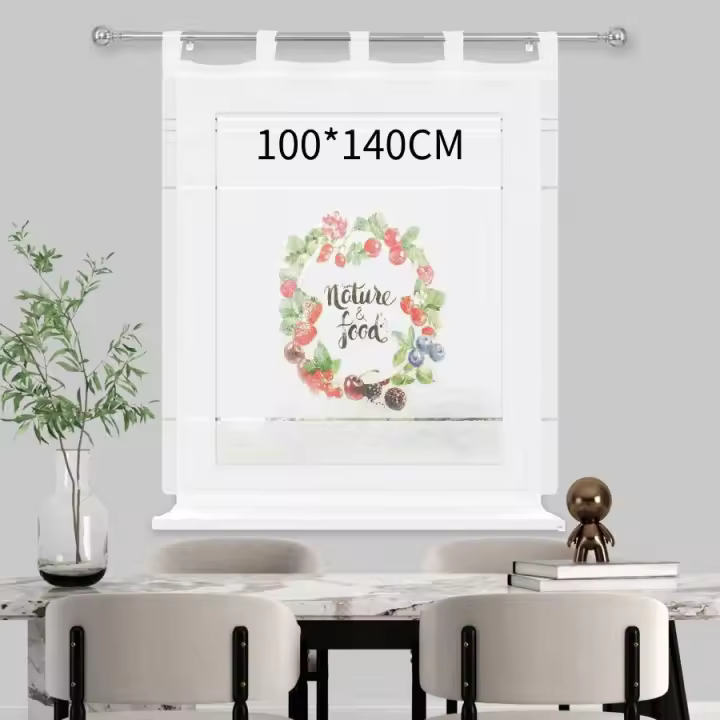 Cortina de cocina estampada de 140 x 140 cm, 100x140cm Panel de tela decorativo resistente al aceite - 1
