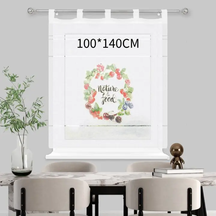 Cortina de cocina estampada de 140 x 140 cm, 100x140cm Panel de tela decorativo resistente al aceite - 1