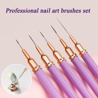 YIKOOLIN Set De 5 Pinceles Para Arte De Uñas Con Liner UV Gel Kit De Pinceles Para Dibujar Líneas Francesas Y Pintar Flores Herramienta De Manicura - details 1