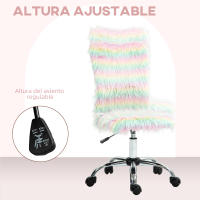 HOMCOM Silla de Oficina Giratoria Silla de Escritorio sin Brazos con Altura Ajustable Tapizado en Felpa y Respaldo Alto Silla de Estudio Carga 120 kg Multicolor - details 0