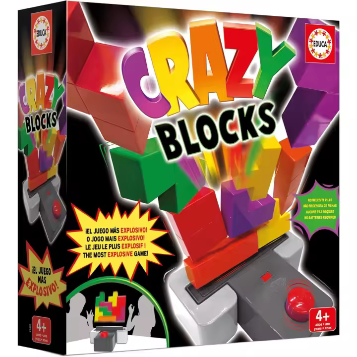 Educa - Crazy Blocks | El Juego de Bloques más Explosivo. Sé el más rápido colocando Bloques o saltaran por los Aires. Dos Niveles de dificultad. A Partir de 4 años (20089) - 1