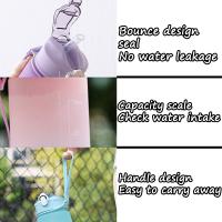 Botella De Deporte De Agua Con Pajita Y Tapa Pop-Up Gradiente De Colores 900ML Plástico Portátil Para Exteriores Y Aire Libre - details 2
