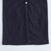 Vestido Midi De Denim Plegado TRAF Para Mujer Elegante Casual Con Manga Corta Chic Para Comunicación Diaria Vestido Midi A-Line Sin Estiramiento - details 8