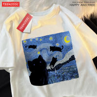 Camiseta De Algodón Respirable Para Hombre Y Mujer Con Diseño De Gato Estrellado Estilo Casual Y Amplio Para El Verano - details 11