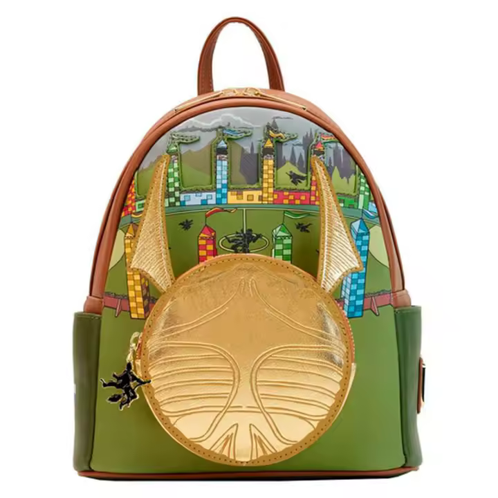 Mochila Snitch Dorada  Harry Potter Loungefly 26cm. Mochila ergonómica con amplio espacio. Diseño resistente y versátil para llevar tus pertenencias con estilo. - 1