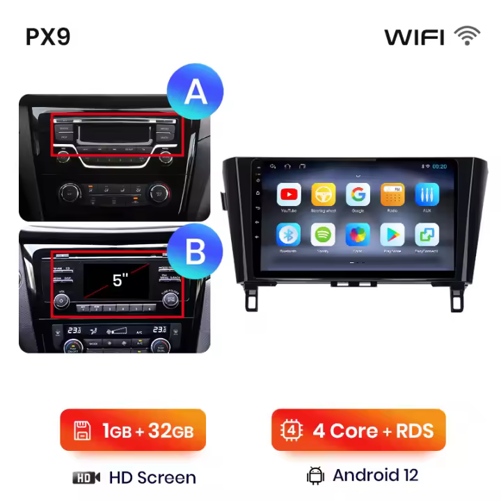 AWESAFE inalámbrico CarPlay Android Auto Radio para Nissan Qashqai J11 X Trail T32 2013 2014 2015 2016 2017 coche reproductor multimedia GPS 2 din autoradio volante controles RDS Bluetooth - 1