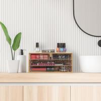 HOGUITA-Organizador de Maquillaje de Bambú con 4 Cajones de Acrílico Transparente Antipolvo,Cajonera de Bambu Multifuncional para Maquillaje, Joyas, Accesorios, Artículos de Oficina y Más,Almacenamiento Elegante y Duradero - details 7