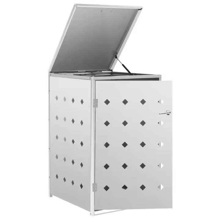 vidaXL Cobertizo Contenedor de Basura Doble Acero Inoxidable Jardín Exterior Dimensiones 1 Cubo, 2 Cubos - 1