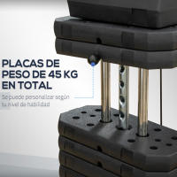 HOMCOM Multiestación Máquina de Musculación con Estribo para Piernas Placas de Peso de 45 kg Carga Max. 110 kg para Entrenamiento Fitness en Hogar Gimnasio 135x103x200 cm Negro - details 4