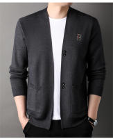 Chaqueta De Punto Para Hombre Lujo Con Bordado Exquisite En Color Sólido Abrigo Casual De Otoño E Invierno De Marca - details 13