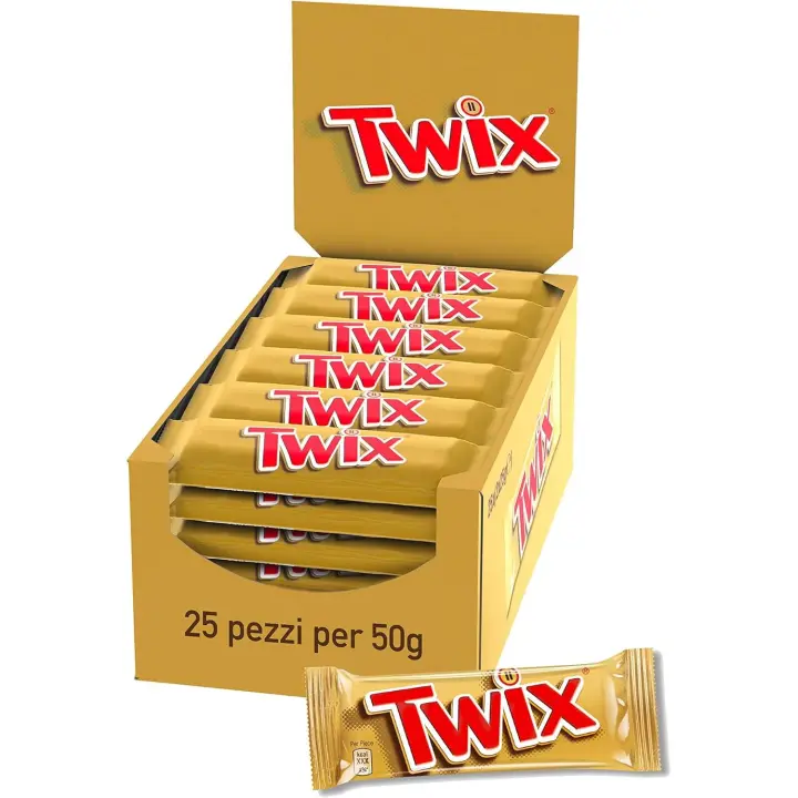 Twix - 25 Unids x 50 gr. - Chocolatina con Galleta Crujiente y Suave Caramelo Recubiertos de Chocolate con Leche - Twix - 1