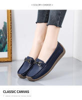 Zapatillas Casuales Para Mujer 2024 Talla Grande Zapatos Planos Slip-on Mocasines De Cuero Genuino Barco Zapatos Casuales De Primavera/Otoño - details 15