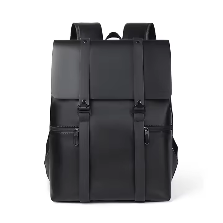 Mochila Negra De Cuero Genuino Para Hombre Bolsa De Viaje Casual Gran Capacidad Para Portátil De 14 Pulgadas Mochila Deportiva Con Manija Suave Estilo Preppy - 1