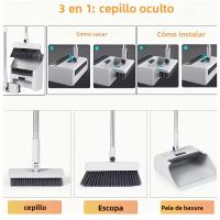Juego De Limpieza 3 En 1 Pala Y Escoba Plegable Multifacética Con Cerdas Fuertes Cepillo De Suelo Compacto Para Alfombra/hard - details 3