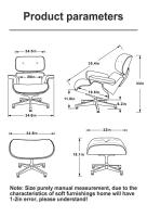 TY318 Classic Recliner Light Walnut Armchair With Waxing Cyan Cowhide Black Big Head Foot Swivel Deck Chair Lounge Chair Furniture - details 14