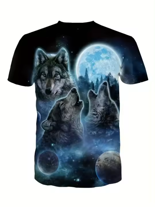 Camiseta De Hombre Con Patrón De Animal Guerra Estilo Casual De Verano Manga Corta Impresión Estadounidense Moda Personalizada - 1