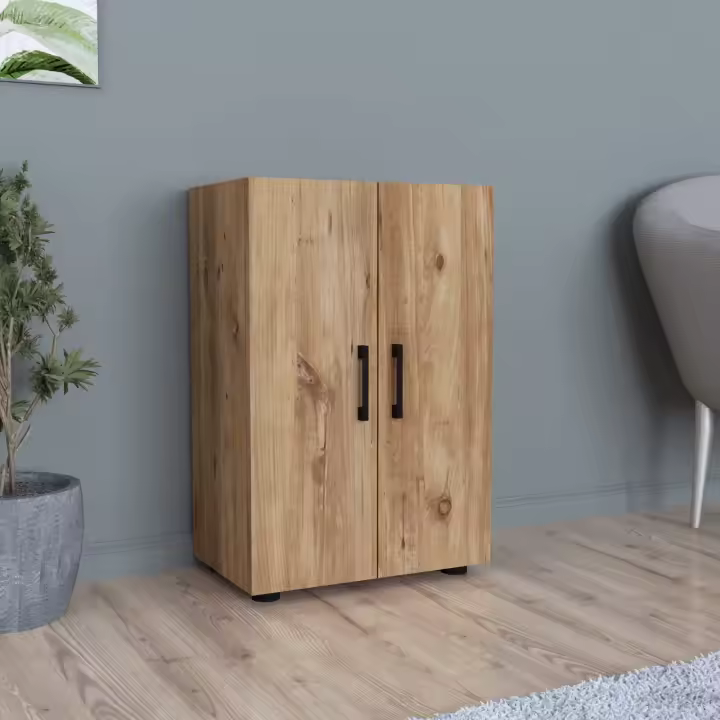 Armario Åsnes con 2 puertas y 2 compartimentos aglomerado 74 x 49 x 32 cm - Efecto roble [en.casa] - 1
