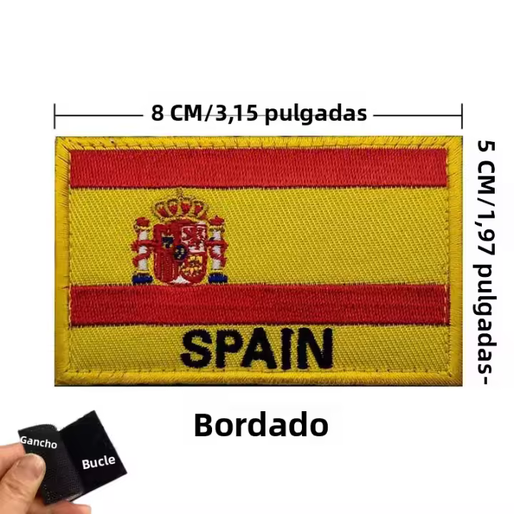 Parche Táctico De Bandera Espanola Emblema Espaa PVC Reflectante IR Bordado De Fábrica Aplicación En Chaquetas Y Casco - 1