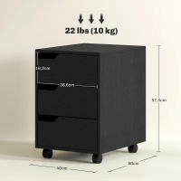 HOMCOM Armario Archivador Móvil para Oficina Cajonera Madera 3 Cajones con Ruedas(2 con Frenos) 40x50x57.5cm MDF - details 2