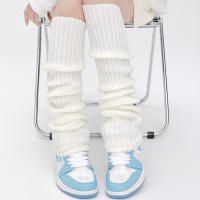 Calentadores De Piernas De Invierno Para Mujer Calcetines Largos Tejidos a Mano Cubierta De Pie Diseño Sólido Material Acrílico - details 5
