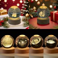 Lámpara De Mesa Para Niños 3D Cristal Bola Navidad Solar Santa Claus Luz Nocturna Creativa Decoración Del Hogar Regalo Original Para Dormitorio - details 3