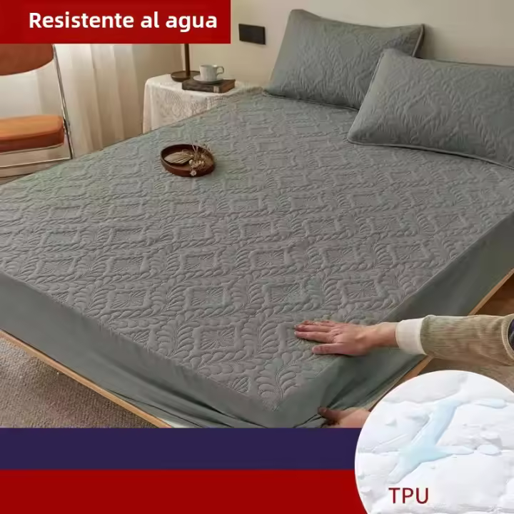 Sábana Ajustable Impermeable 100% Tejida Con Cierre Elástico Para Queen Y King Tamaño Mattress Protector Sólido Cubierta De Cama (Necesario Pedir Toalla De Cabeza) - 1