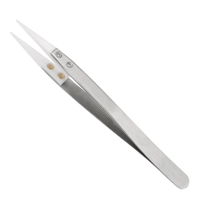 Pinzas De Precisión DIYWORK Resistentes a Altas Temperaturas Con Mango De Acero Inoxidable Y Puntas De Cerámica Antiestáticas Para Uso Industrial - 1