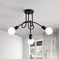 Lámpara De Techo Moderna Nórdica Creativa En Negro Para Sala De Estar Y Dormitorio 3-Luz E27 Metal Retro Lámpara De Techo Auto-contenida Sin Bombillas Incluidas - details 1