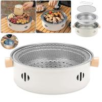 Estufa De Barbacoa Redonda Portátil De 28cm Con Asador De Malla De Acero Inoxidable Y Olla Antidesbordamiento Para Camping Y Uso Doméstico - details 2