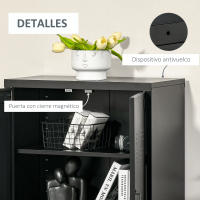 HOMCOM Aparador Archivador con puertas de lamas Armario Armario Armario Armario Metálico Industrial con 2 Estantes Ajustables Salón Dormitorio Negro 75 x 33 x 110 cm - details 5
