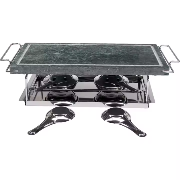 Parrilla de Mesa Orework - Piedra Rectangular 37x19 Cm - Ideal para Asar Sin Grasas - Incluye Soporte Metálico - 1