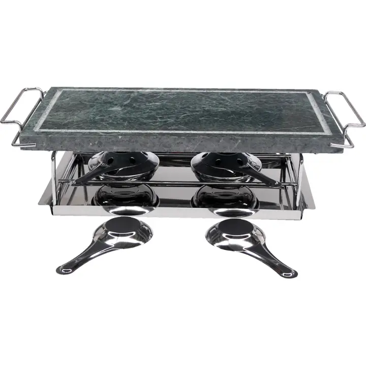 Parrilla de Mesa Orework - Piedra Rectangular 37x19 Cm - Ideal para Asar Sin Grasas - Incluye Soporte Metálico - 1