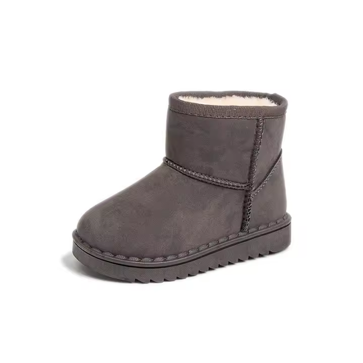 Botas De Nieve Para Niños Estilo Conciso De Peluche Sólido Color Unisex Botas Cortas Invierno Antideslizantes Tallas 23-36 - 1