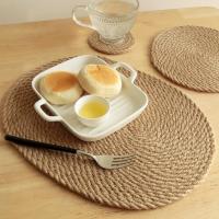 Mantelos Redondos Tejidos a Mano Para Café Y Té Tapete De Madera Decorativa Para Comedor Estilo Prarie Chic Material Lino - details 3
