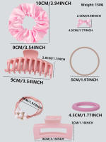 Juego De Accesorios Para El Cabello Rosa Para Mujeres Y Niñas Pinza Para El Cabello Cinta Elástica Y Scrunchies Moda De Cabello - details 8